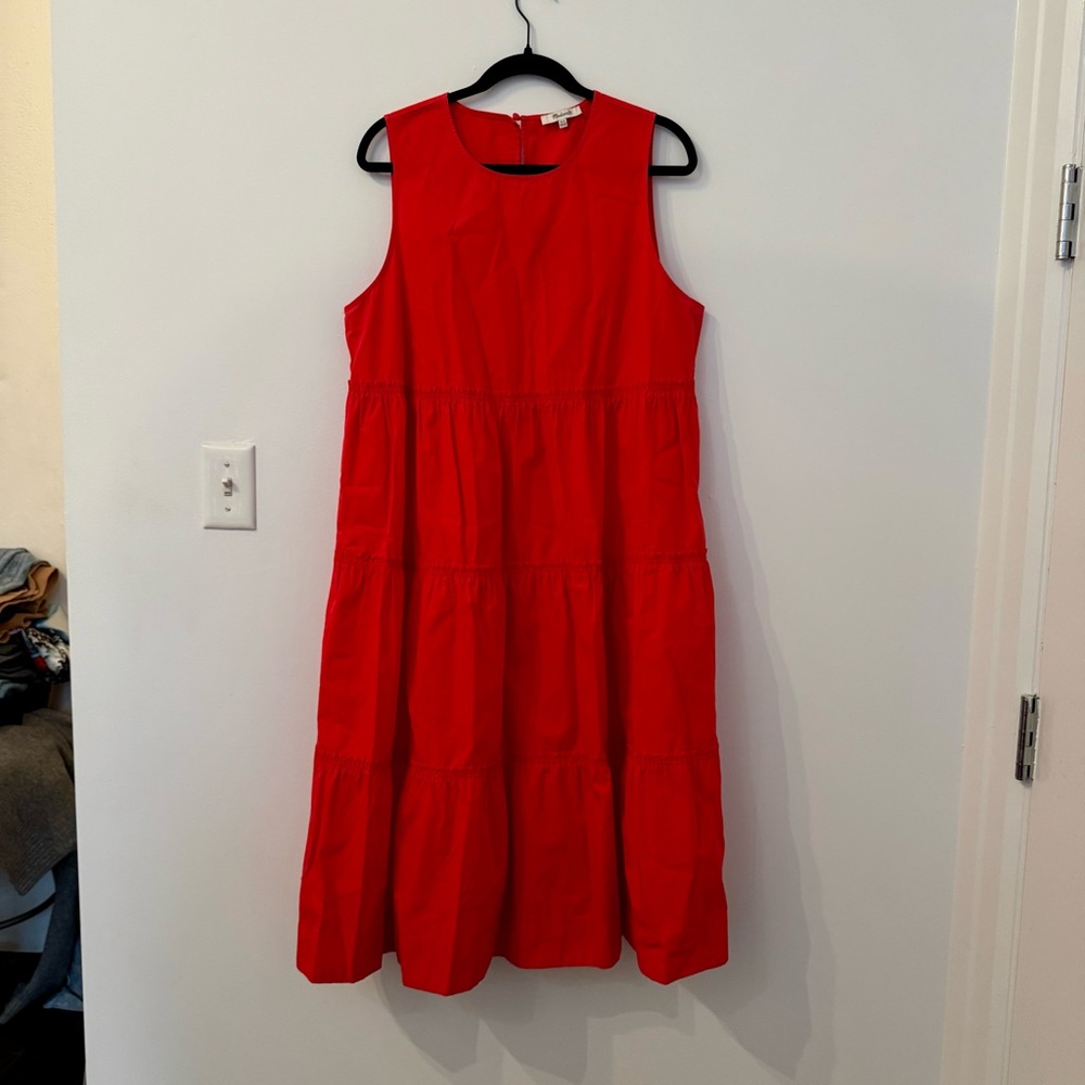 Madewell Tiered Dress in red